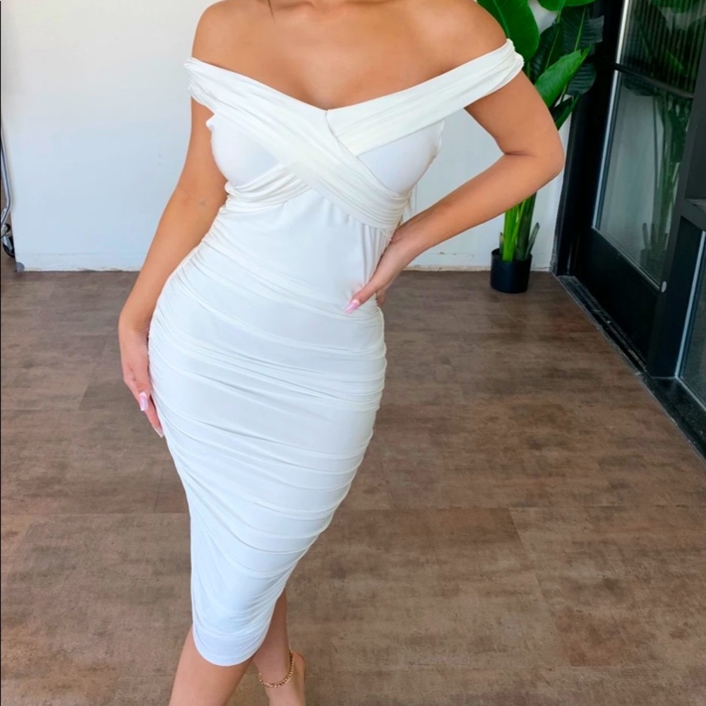 Ivory off shoulder dress